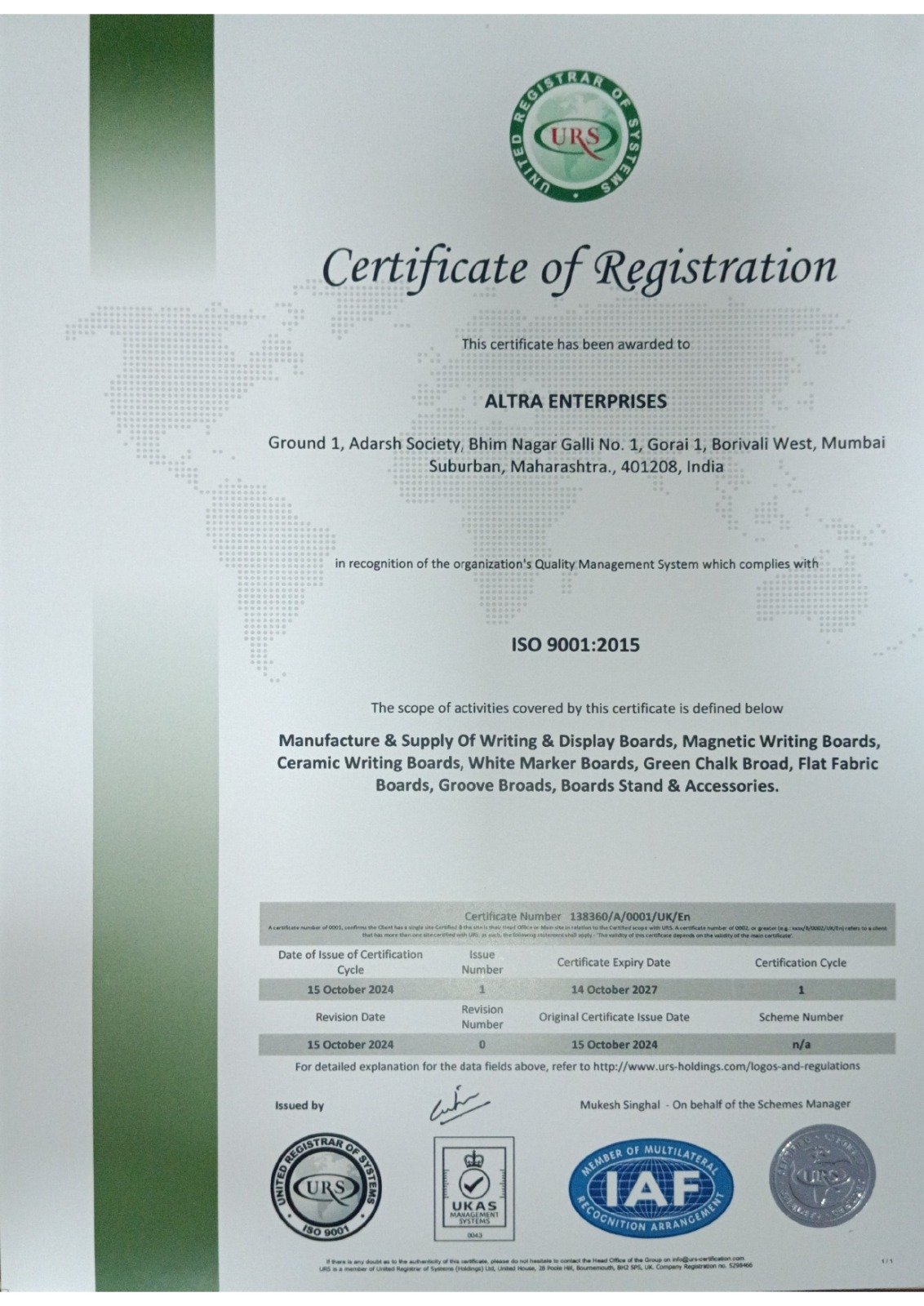 Registration Certificate